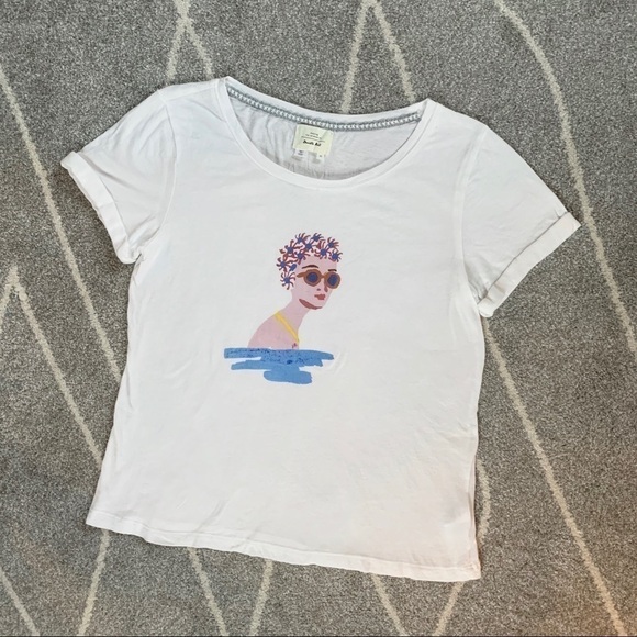 Anthropologie Tops - Anthropologie Danielle Kroll White Graphic T-shirt